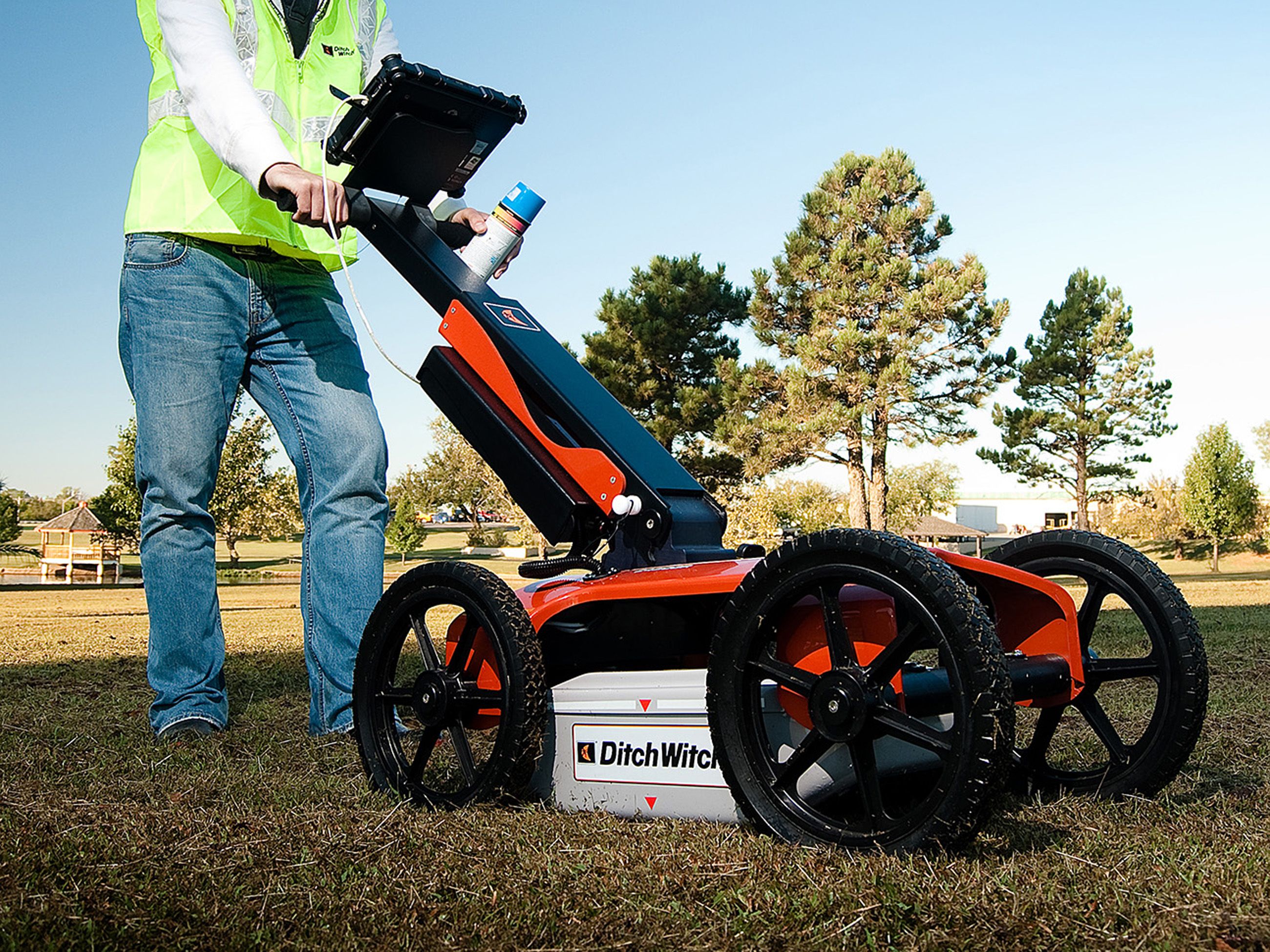 Ground penetrating radar equipment in use