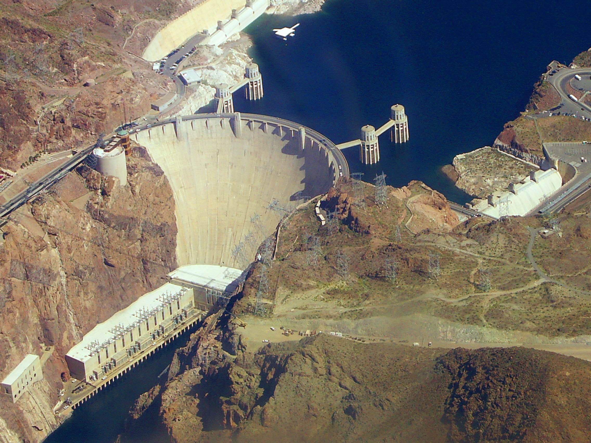 Aerial view of a dam for hydro infrastructure survey